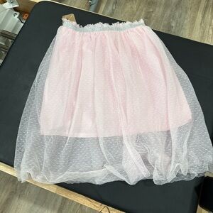 Crazy 8 Light Pink Dot Tulle Skirt with Sheer Overlay